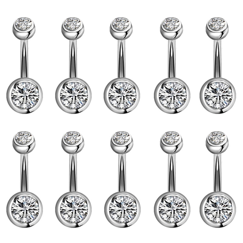 Steel Navel Rings Crystal Rhinestone Belly Button Ring Bar Piercing JewelrZY 