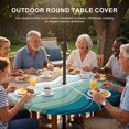 thumbnail image 3 of Round Outdoor Tablecloth with Umbrella Hole and Zipper, Teal Blue Ombre Stripe Tablecloth with Elastic Waterproof, Abstract Summer Beach Coastal Patio Table Covers for 55" - 60" Picnic Pool Tables, 3 of 9