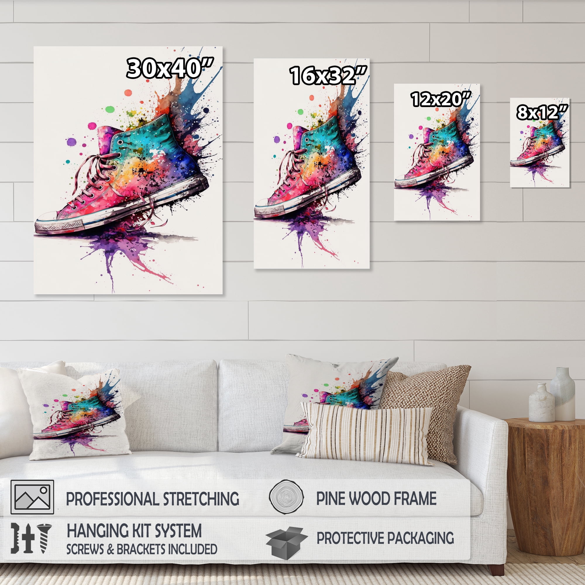 Designart Multicolor Sneaker Shoe I Canvas Wall Art - Walmart.com