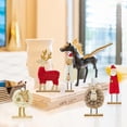 thumbnail image 4 of LHWEN Christmas Wood Reindeer Decorations Mini Ornaments Tree Decor Holiday Shelf Mantel Table Display Wool Wooden Base Festive Home Decor Gift Set Abstract Reindeer Family Indoor Seasonal Accessories, 4 of 8