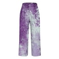 thumbnail image 4 of SELONE Casual Pants for Women with Pockets Mid Waist Plus Size Lounge Pants Full Length Trouser Loose Long Beach Pants Pull on Straight Lightweight Comfy Purple 2XL Tall Breathable Summer Clothes, 4 of 5