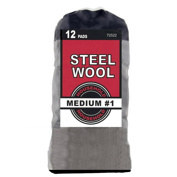 Wideskall Household Steel Wool 12 Pads, Medium Grade #1 1 Bag Contain 12 Pads