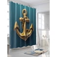 thumbnail image 3 of Boanket Polyester Fabric Yellow Anchor Shower Curtain, Coastal Nautical Anchor Turquoise Waterproof Bathtub Curtain Bathroom Decor Set with Hooks 36 x 78 Inches,, 3 of 6