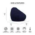 thumbnail image 3 of Big Joe Lotus Foam Filled Teardrop Bean Bag Chair with Removable Cover, Navy Plush, Soft Polyester, 4 feet Big, 3 of 10