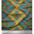 thumbnail image 1 of Soimoi Velvet Fabric Window Pane Check Print Fabric by The Yard 58 Inch Wide, 1 of 3