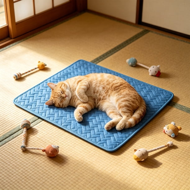 Alfombrilla refrescante para perros y gatos, lavable, con base antideslizante, almohadilla de hielo portátil para aliviar el calor, múltiples tamaños, uso en interiores y exteriores.