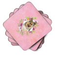 thumbnail image 2 of Carolines Treasures Ck4146fc Pastor Alemán #1 Rosa Flores Posavasos Set O Afortunado Sencillez, 2 of 4
