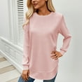 thumbnail image 2 of DHFJKG Women's Solid Color Pullover Curved-Hem Crewneck Long Sleeve Sweatshirt Soft Casual Loose Fit Comfortable Fall Winter Fashion For Ladies Relaxed Fit Tops, 2 of 6