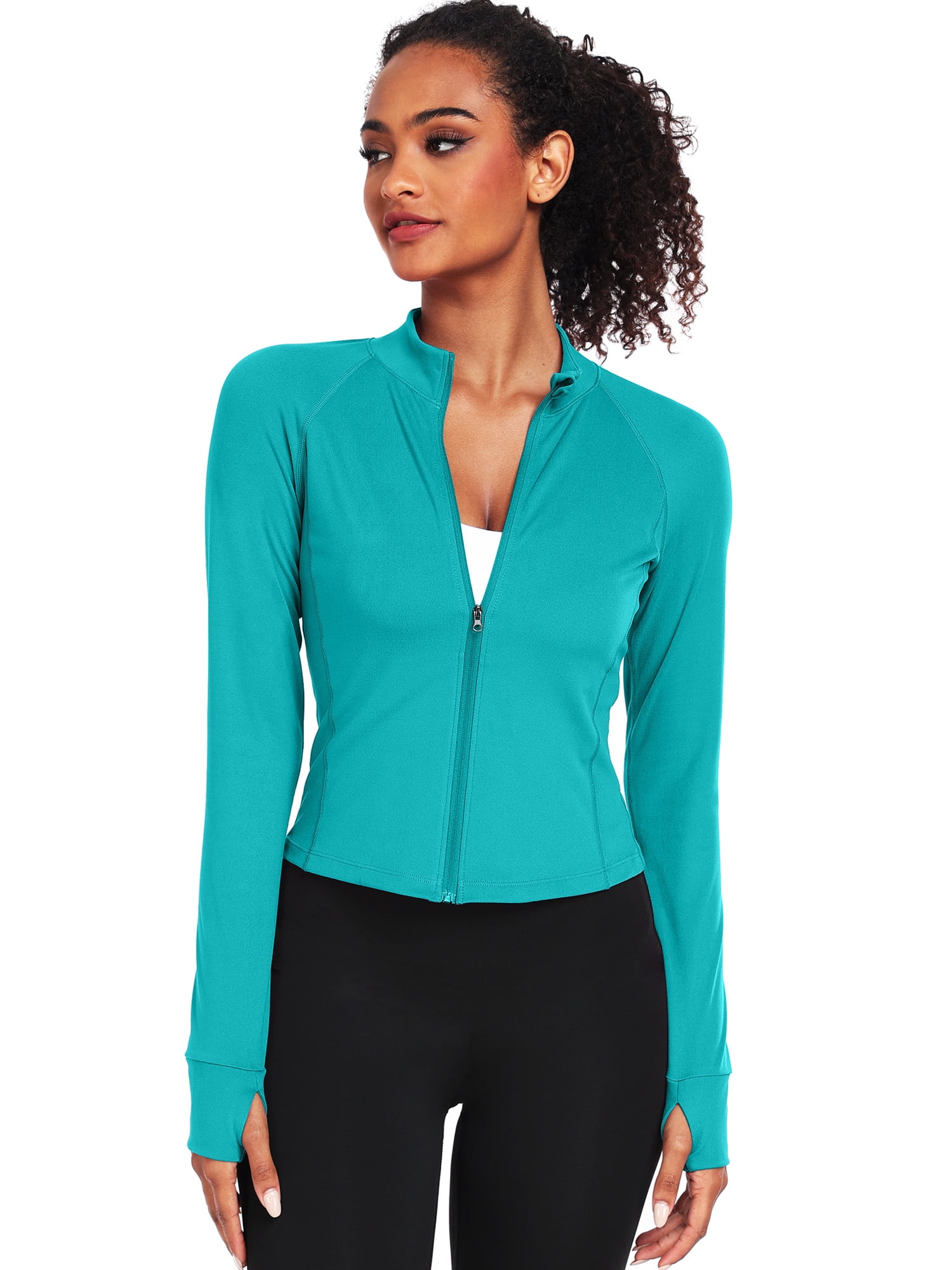 NELEUS Womens Athletic Jackets Zip Up Yoga Workout Jacket Short Coat Slim Fit With 2 Inner Pockets,Light Green,US Size XL