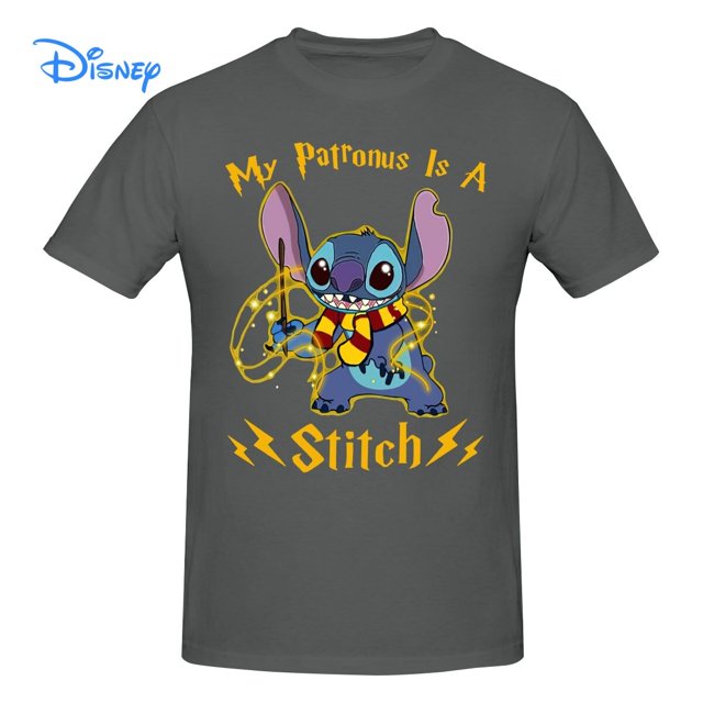 Disney My Patronus Is A Stitch T shirt Harajuku Short Sleeve T-shirt 100% Cotton Graphics Tshirt Brands Tee TopXXL Gao Jinjia LED