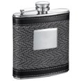 thumbnail image 1 of Helix Grey and Black Leather 6oz Hip Flask, 1 of 1
