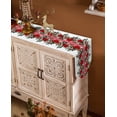 thumbnail image 5 of Table Runner Dresser Scarves Christmas Poinsettia Floral Pine Cone Cotton Linen Burlap Table Cover Green Leaves on White Table Runners for Family Kitchen Dining Holiday Party Banquet Decor, 5 of 5
