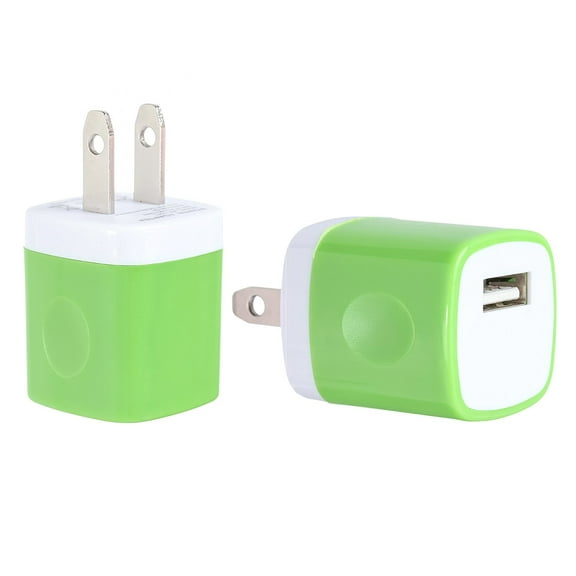 Spark Electronic 2 PC Dual Color 2-Tone Universal USB Travel Home Power Adapter Wall Charger Plug for iPhone 7/7 plus 6/6 plus 5S 5 Samsung Galaxy S5 S4 S3 HTC One M8 LG G2 G3 L3 (Green)