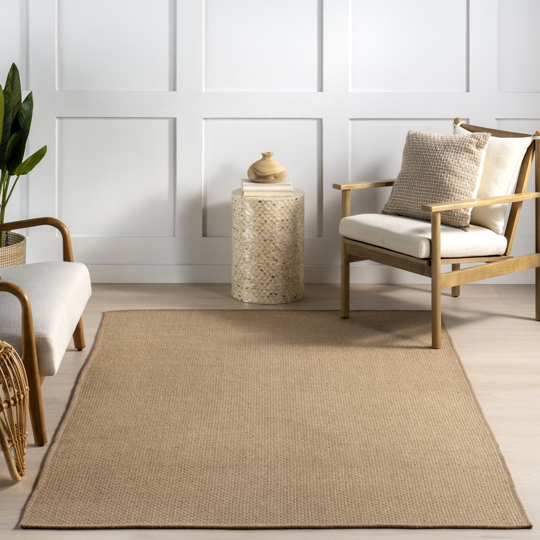 nuLOOM Ainara Solid Handmade Jute Area Rug, 6' x 9',  Natural