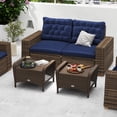 thumbnail image 4 of Gymax 2 Pieces Outdoor Patio PE Wicker Ottomans w/ Removable Cushions Footstools Navy, 4 of 10
