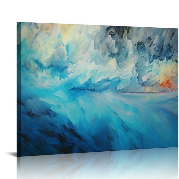 COMIO Abstract Canvas Wall Art | Modern Contemporary Painting for Living Room, Bedroom, and Office | Large Blue Abstract Artwork Home Decorations