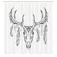 thumbnail image 3 of Ambesonne Deer Shower Curtain, Skull with Antler Feather, 69"Wx84"L, Charcoal Grey White, 3 of 5
