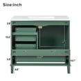 thumbnail image 3 of Bathroom Vanity with Sink, Freestanding Bathroom Sink Vanity with 3 Drawers & Soft-Close Door, Solid Wood Bathroom Cabinet with Ceramic Basin for Small Space (Green & 36"), 3 of 8