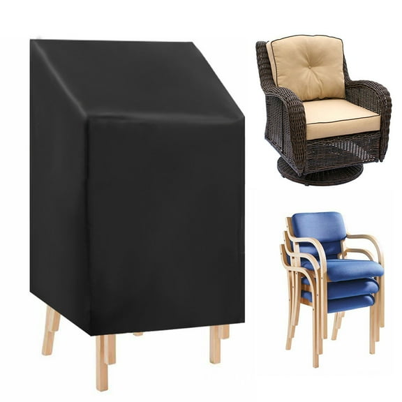 golytefs Stacked Chair Dust Cover Stackable Patio Chair Cover Waterproof Stacking Outdoor Chair Cover Windproof for Garden Patio Furniture