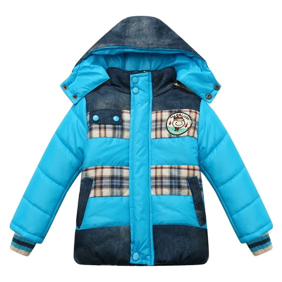 Little Boys Yellow Detachable Hood Padding Jacket 3/4