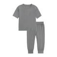thumbnail image 2 of Elainilye Fashion Toddler Pajamas Set Boys Girls Cute Plain Soft Short Sleeve Top Pants Home Wear Suit Loungewear, Sizes 6M-13T, 2 of 8
