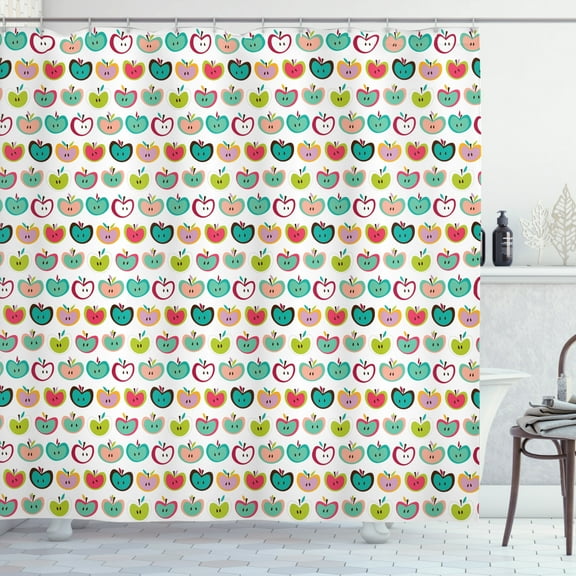 Ambesonne Fruits Shower Curtain, Retro Fruit Pattern, 69"Wx75"L, Multicolor