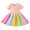 Pink, variant on Baby Girls Dresses Fashion Cotton Patchwork Rainbow Princess Dress Casual Short Sleeve Sweet Cute Swing Outfits Black 3 Years