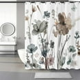 thumbnail image 3 of Grey Floral Shower Curtain, Grey Brown Pink Watercolor Flower with Butterflies Modern Minimalism Bathroom Curtain Home Decor Waterproof Fabric Machine Washable with 12 PCS Hooks,72" Wx84 L, 3 of 6