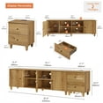 thumbnail image 4 of WAMPAT 2-in-1 TV Stand with Doors and Charging Station, 88" Wooden Entertainment Center Media Console for 100+ inch TVs, Oak Brown, 4 of 7