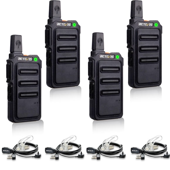 Walkie Talkie Retevis RT19 con micrófono, largo alcance 1300 mAh (paquete de 4)