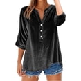 thumbnail image 1 of Casual Retro Long Sleeve Shirt With Collar Loose Fit Blouse Pure Color Top For Daily Wear, 1 of 4