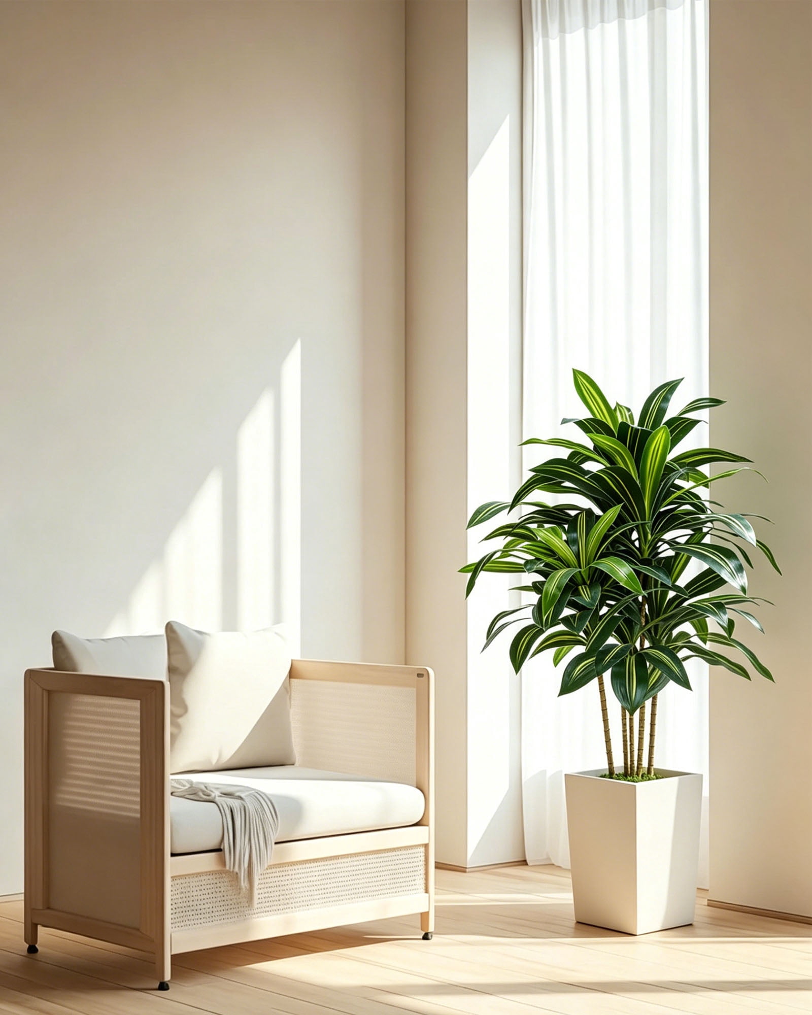 5FT Artificial Dracaena Tree, Large Fake Dracaena Tree Indoor with White Tall Planter and Fake Moss, Faux Yucca Trees Floor Plant in Pot for Living Room Office Indoor Home Decor