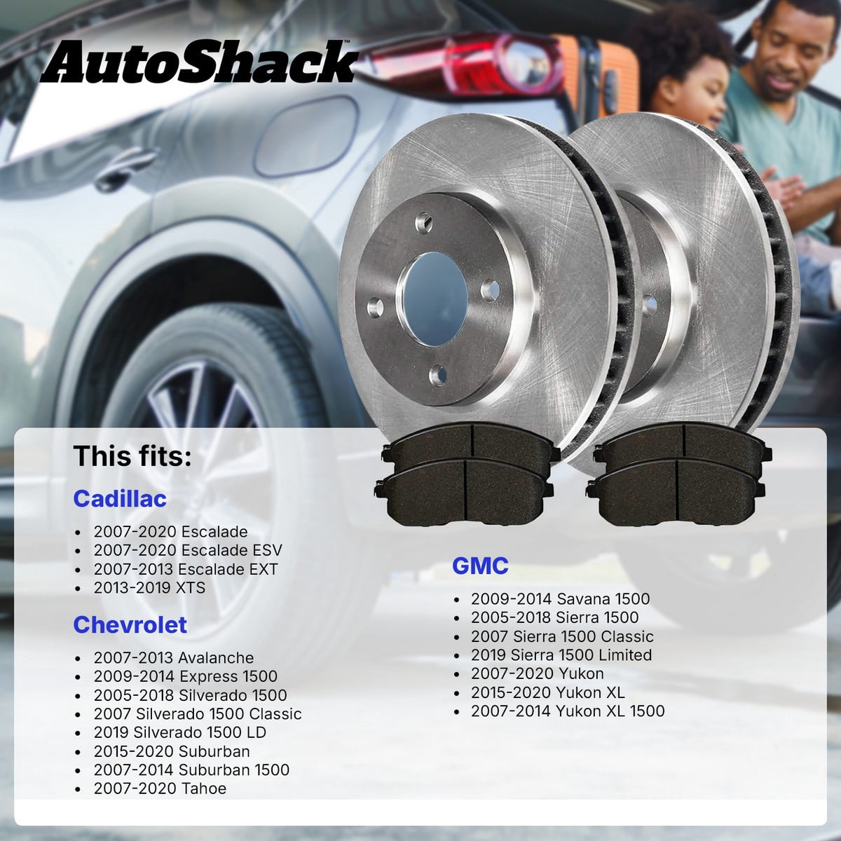 AutoShack Front Brake Rotors & Premium Pads for Chevrolet & GMC, Silverado 1500 2005-2018 Sierra 1500 2005-2018 Tahoe 2007-2020, 4WD RWD AWD V6 4.3L V8 4.8L 5.3L 6.0L 6.2L - 12.99" (329.9 mm), 6-Lug