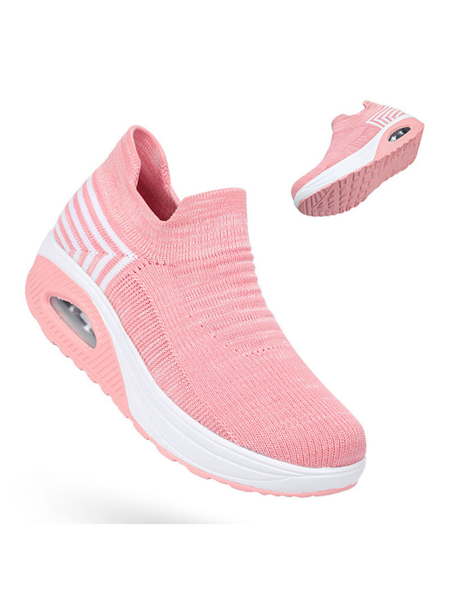 Women Flat Running Sneakers Walking Breathable-Mesh Slip-On Outdoor tennis Shoes