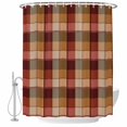thumbnail image 2 of Red Brown Checkered Shower Curtains for Bathroom, Farmhouse Vintage Buffalo Plaid Waterproof Fabric Shower Curtain, Decorative Bathroom Curtain for Bathtub, 72"x72" , No Hooks Included, 2 of 9