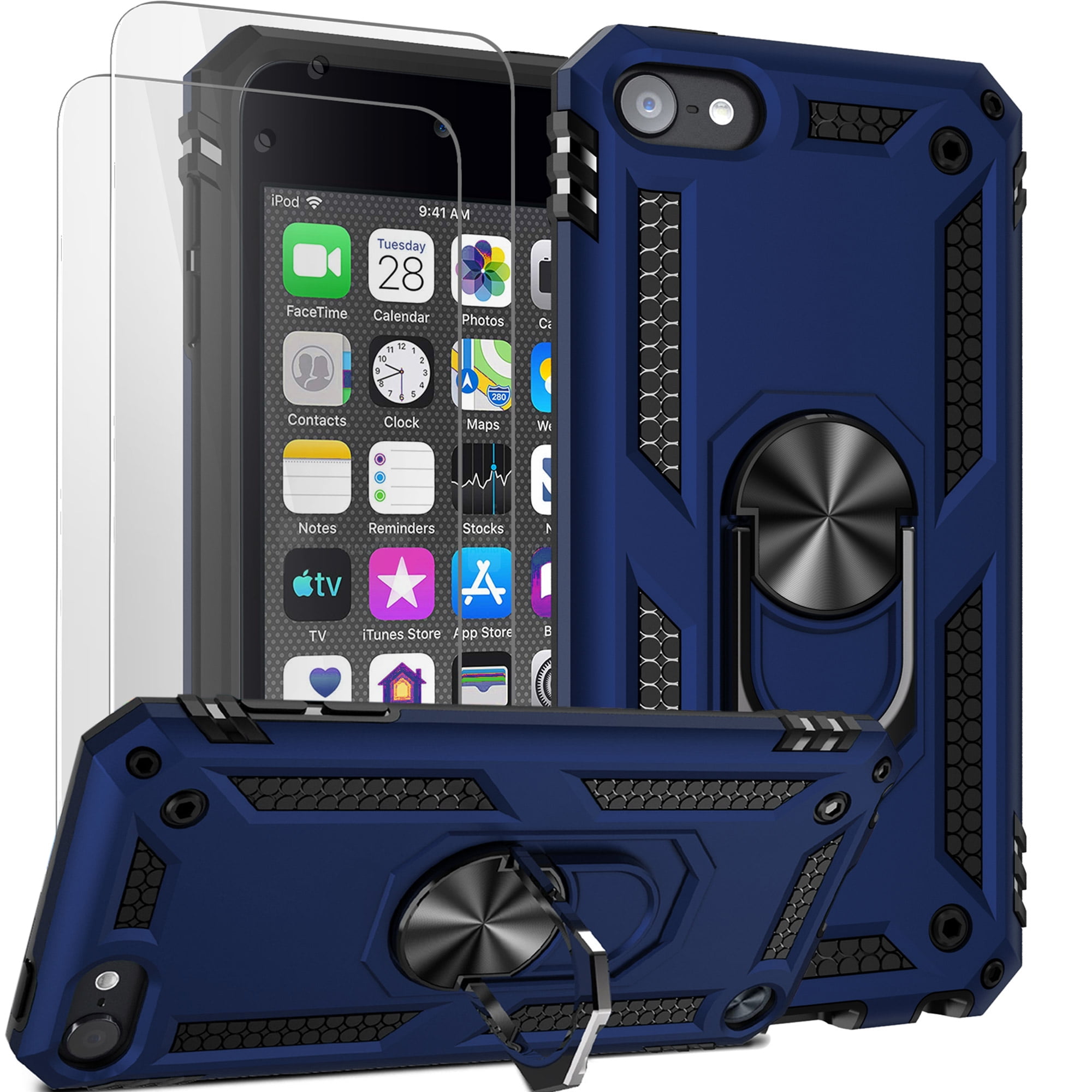 iPod Touch 7 Case,iPod Touch 6 Case with Car Mount,SLMY Hybrid Rugged Shockproof Cover with Built-in Kickstand for Apple iPod Touch 5 6 7th Generation Mint 
