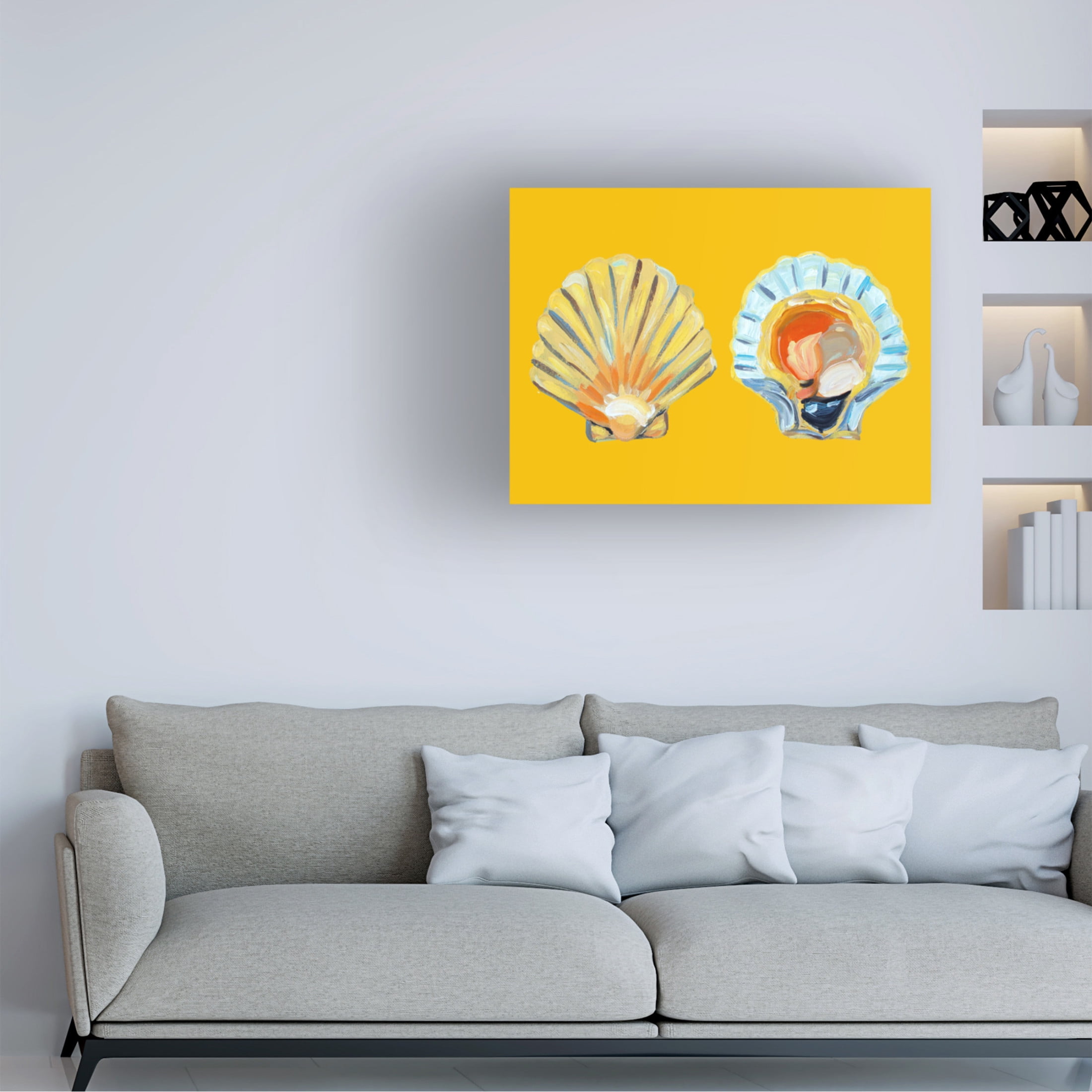 Trademark Fine Art Alice Straker   Scallops On Yellow Canvas Wall Art