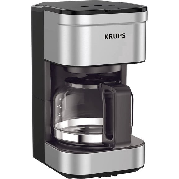 Simply Brew Compact 5 Cup Coffee Maker: Stainless Steel Design, Pause & Brew, Keep Warm, Reusable Filter, Drip-Free Carafe