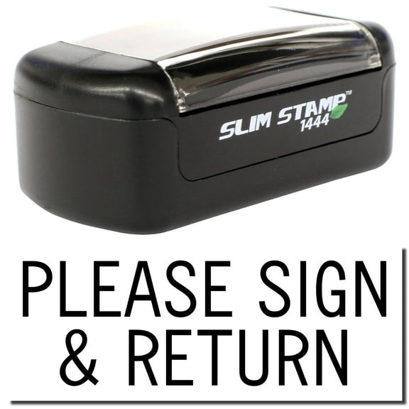 Slim Pre-Inked Please Sign Return Stamp, Slim 1444, Ultra Slim Design, Impression Size 1/2" by 1-3/4", Up to 25,000 Impressions - Black Ink