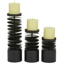 DecMode 3 Candle Black Metal Candle Holder, Set of 3