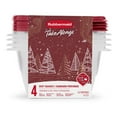 thumbnail image 1 of Rubbermaid TakeAlongs Food Storage Containers, 5.2-Cup Deep Square, Holiday Rhubarb Red, 4-Pack, 1 of 4