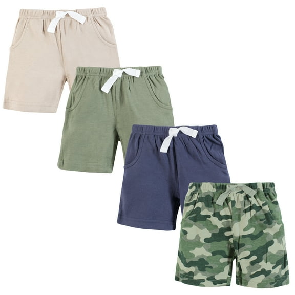 Hudson Baby Infant Boy Shorts Bottoms 4-Pack, Camo, 0-3 Months
