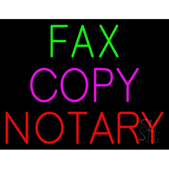 Fax Copy Notary LED Neon Sign 15 x 19 - inches, Clear Edge Cut Acrylic Backing, with Dimmer - Bright and Premium built indoor LED Neon Sign for Computer & Electronics store decor.