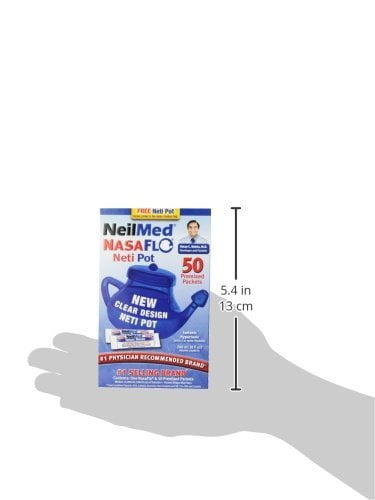 NeilMed NasalFlo Neti Pot All Natural Soothing Sinus Relief 50 ct, 3-Pack