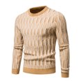 thumbnail image 1 of Jersey de cuello redondo ajustado para hombre de otoño, camisa informal con estampado de fondo, camisa de punto para hombre Pompotops  oipoqjl39989, 1 of 5