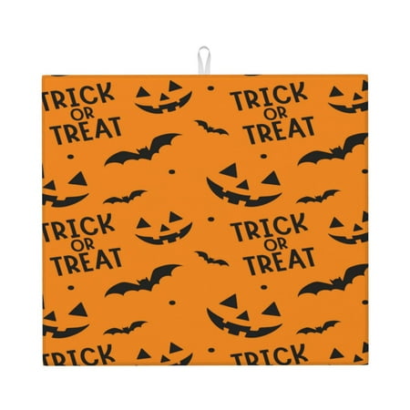 

Pofeuu Trick Or Treat Print Ultra Water Absorbent Microfiber Dish Drying Mat Drying Mat for Kitchen Kitchen Counter Accessories