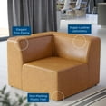 thumbnail image 4 of Sofa Corner Chair, Faux Vegan Leather, Tan, Modern Contemporary Urban Design, Living Lounge Room Hotel Lobby Hospitality, 4 of 8