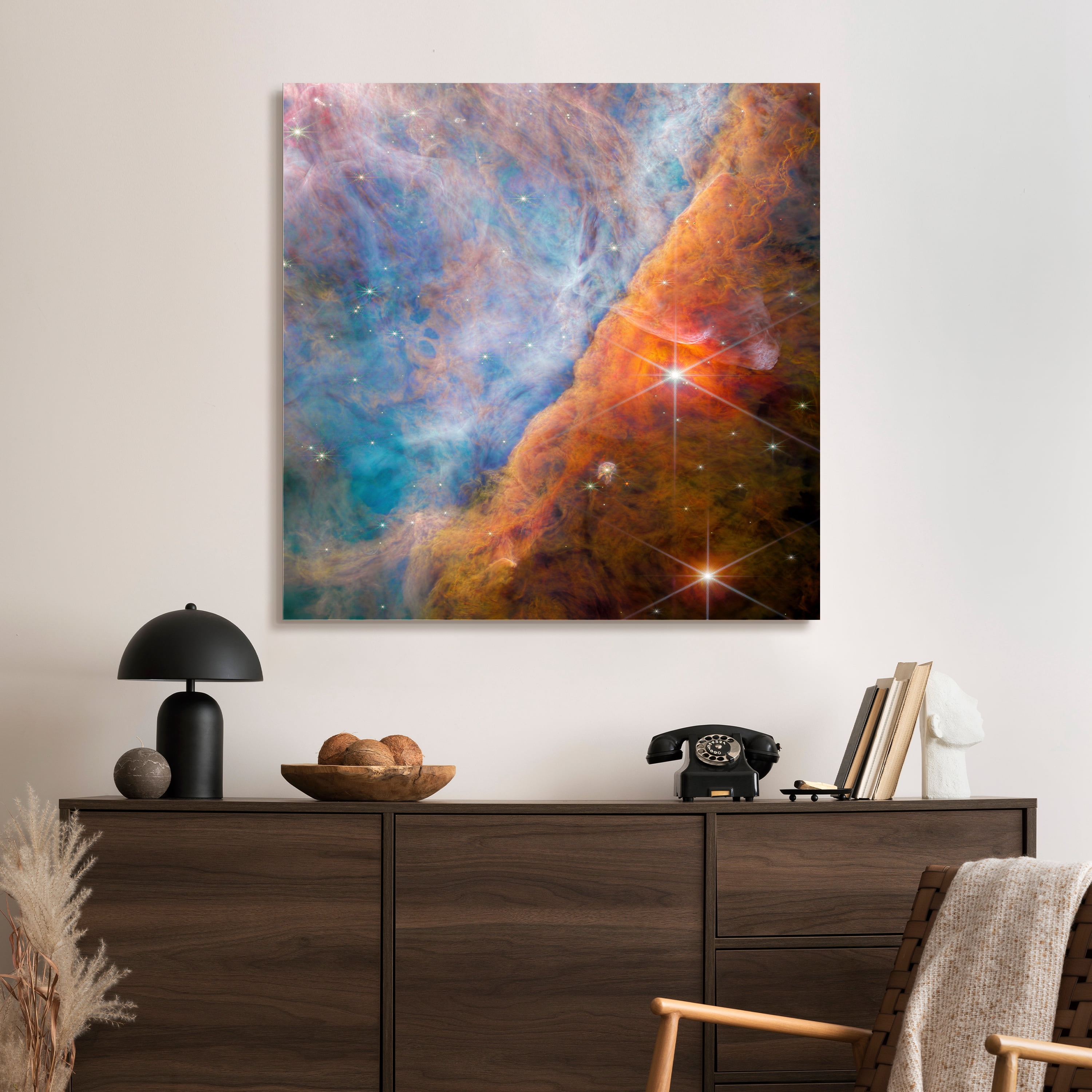 "Shimmering Orion Nebula" Frameless Free Floating Reverse Printed Tempered Art Glass Wall Art