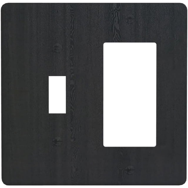 Nadoabtm Outlet Covers Vintage Black Wood Texture Rustic 1 Toggle 1 Rocker Combination Decorative Wall Plate Light Switch Cover Plate Electrical Switch Plates for Farmhouse Home Decor