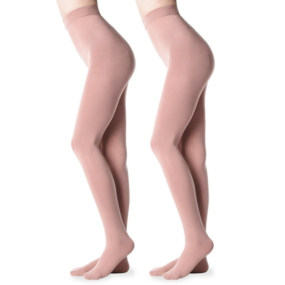 G&Y 2 Pairs Fleece Lined Tights for Women - 100D Opaque Warm Winter Pantyhose
